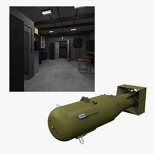 3D Fallout Shelter and Little Boy Atomic Bomb model