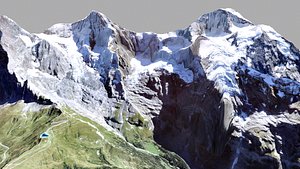 Mountain landscape and cityscape Lauterbrunnen Switzerland model
