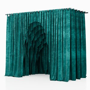 3D model Arched Curtain Tunnel Set with Layered Drapes
