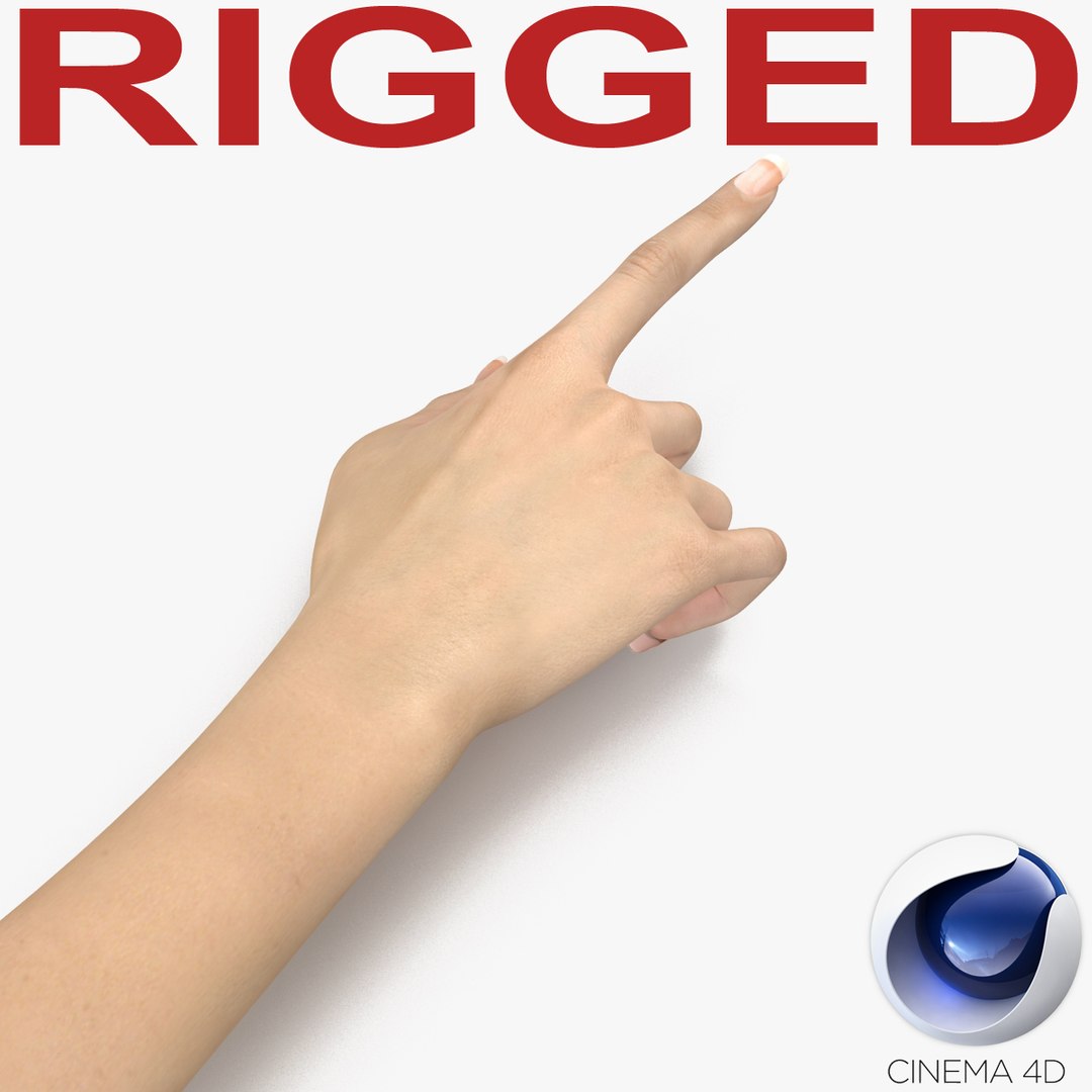 Female Hand 3 Rigged for Cinema 4D 3D model preview