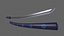 PBR Katana Japanese Sword Blue V3 3D model