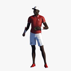 Afro American Grandpa Tennis Style Rigged for Maya model