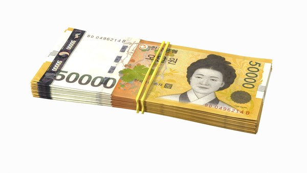 Stos południowokoreańskich banknotów 50000 won 3D TurboSquid