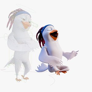 3D model Cartoon White Cockatoo - Rigged Stylized Bird 7 Birds Series