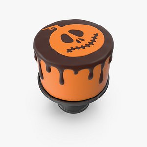 3D model Halloween Cake with Pumpkin Face Topper