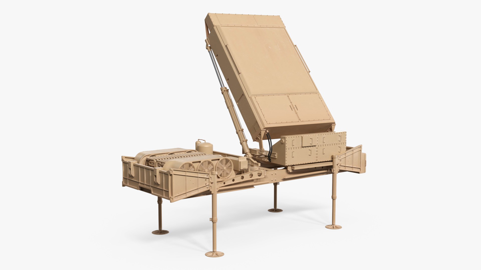 Desert Medium Extended Air Defense System Rigged 3D model preview
