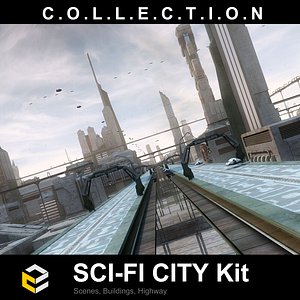 3D SciFi CITY Kit vol 1 model