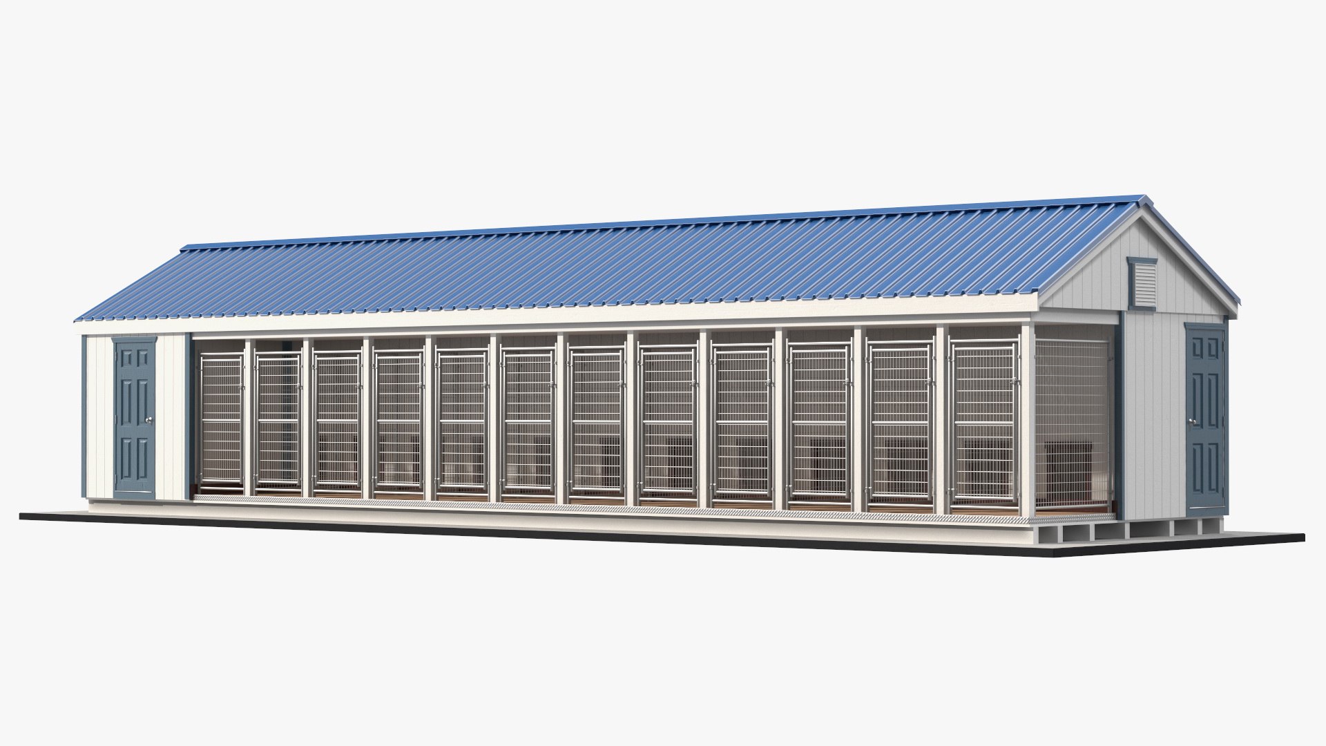 3D model Commercial Dog Kennel 12box Blue Roof TurboSquid 1988171