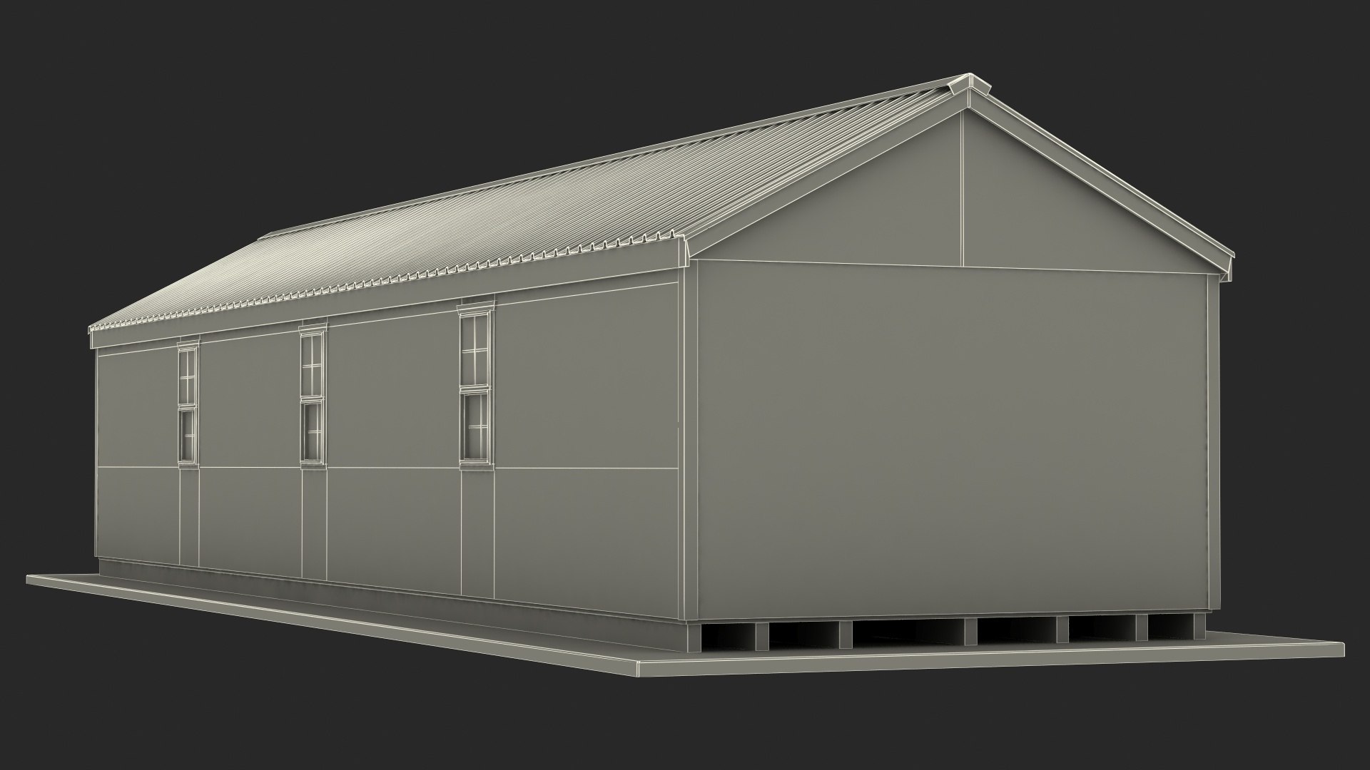 3D model Commercial Dog Kennel 12box Blue Roof TurboSquid 1988171