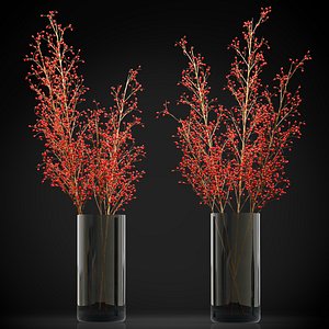 decorative big branches red 3D