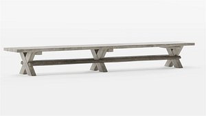 3D Old Wood Bench model