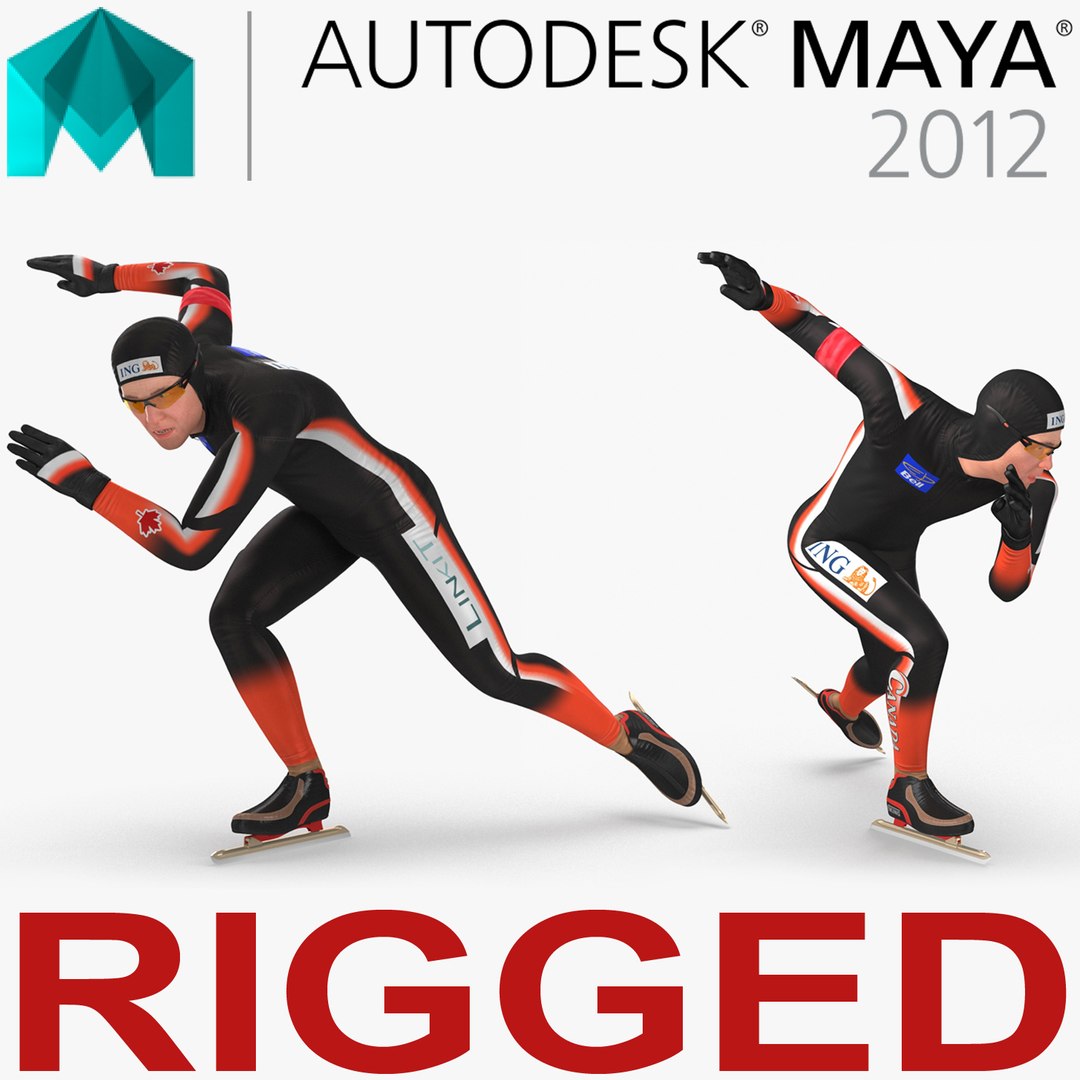 Speed Skater 2 Rigged for Maya 3D model preview