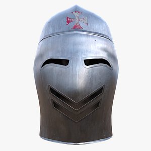 3D Templar Knight Great Helm Medieval Crusader Helmet Low Poly PBR 3D Model model