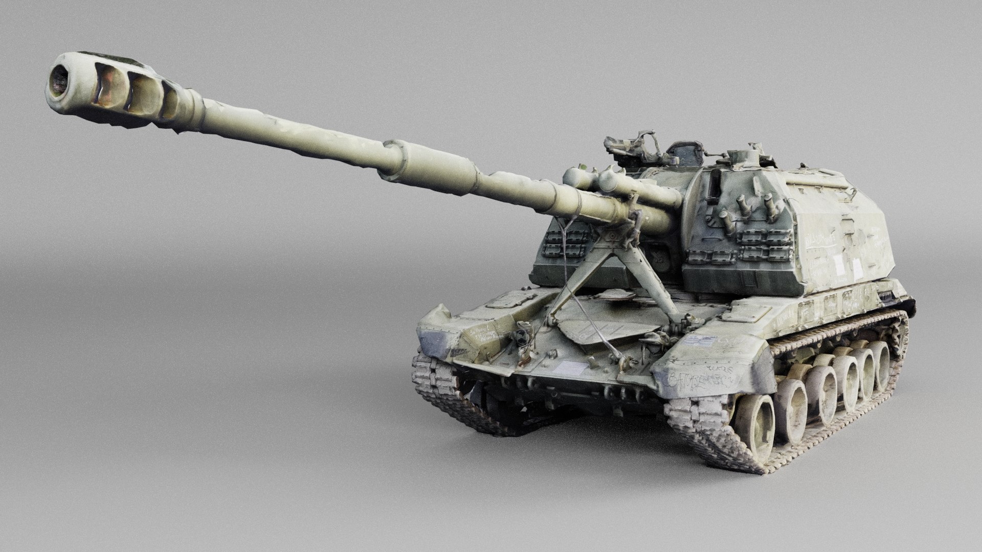 Destroyed 2S19 Msta 152 Mm Self-propelled Howitzer M1990 Farm 3D ...