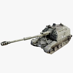 Destroyed 2S19 Msta 152 mm self-propelled howitzer M1990 Farm