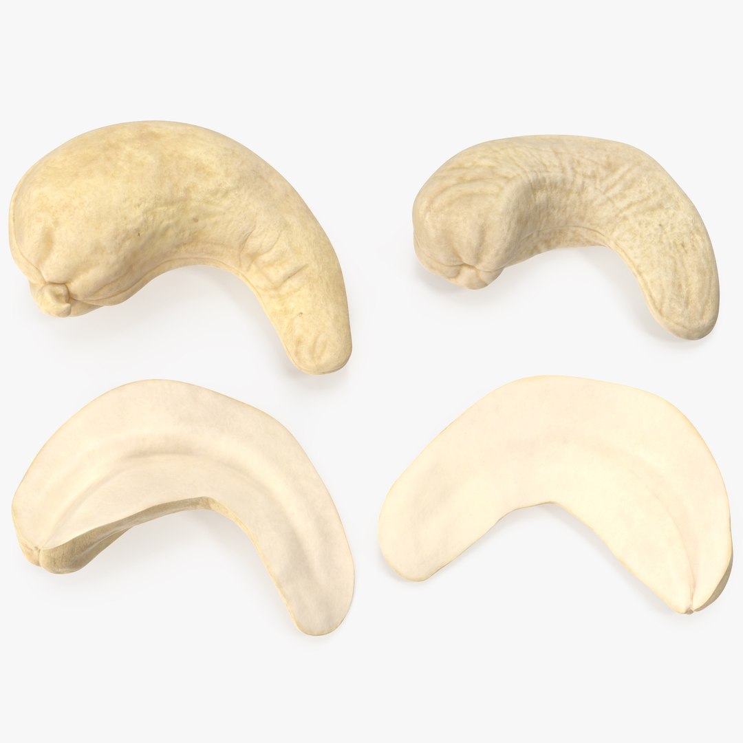 Cashews 3D https://p.turbosquid.com/ts-thumb/lh/bxVk25/P0/angle_signature_00/jpg/1702919128/1920x1080/fit_q87/a9d02c40b731491e32d514d5d48e38c6a2a7d7df/angle_signature_00.jpg
