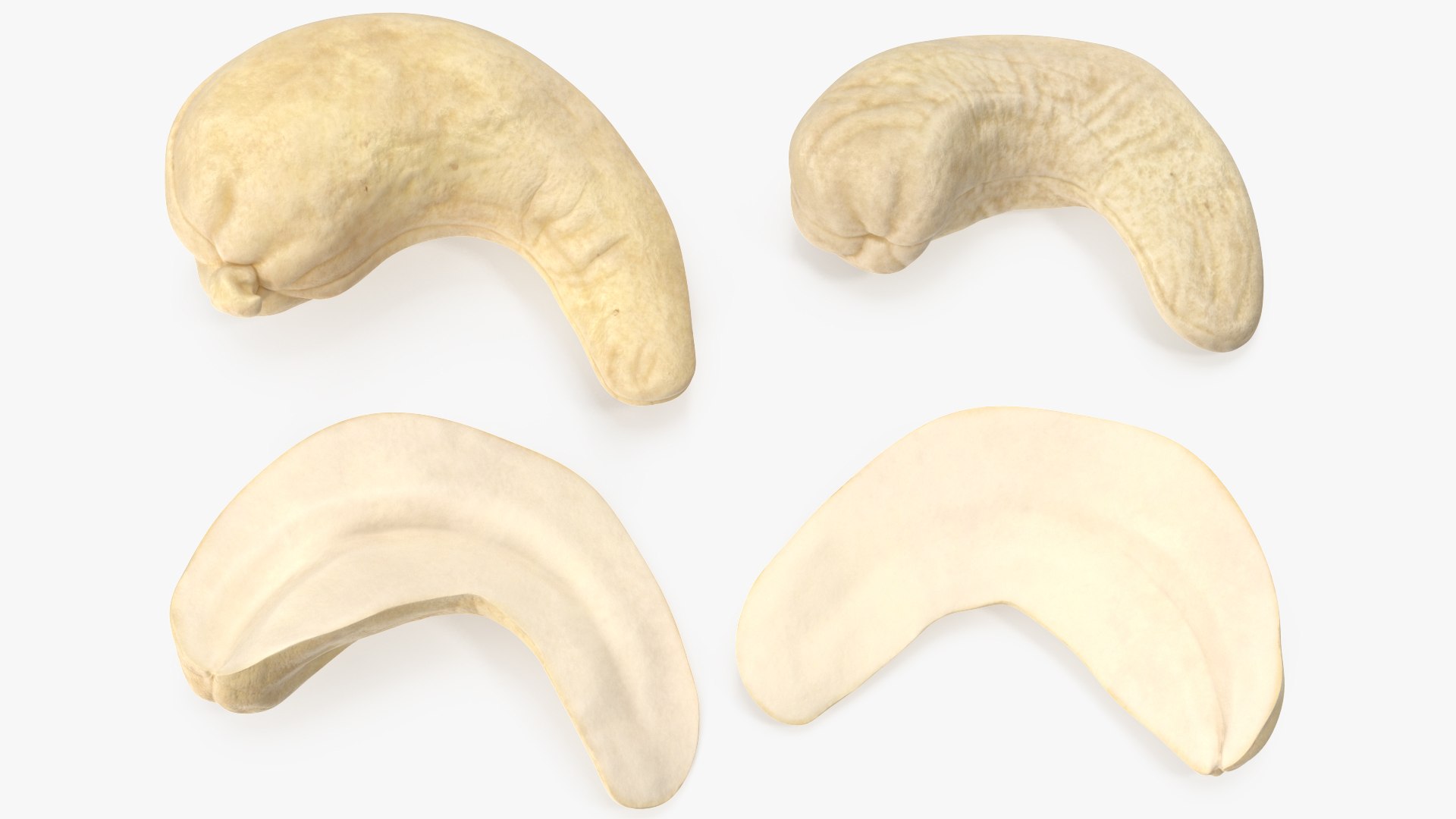 Cashews 3D https://p.turbosquid.com/ts-thumb/lh/bxVk25/vu/angles_00/jpg/1702919698/1920x1080/fit_q87/1a288f1aceeafa1a61f979a3c1f34ba689a4f81f/angles_00.jpg
