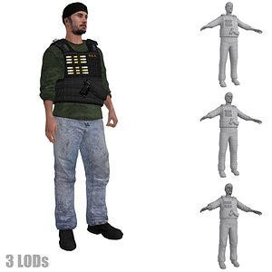DEA Agent 3 LOD's Rigged