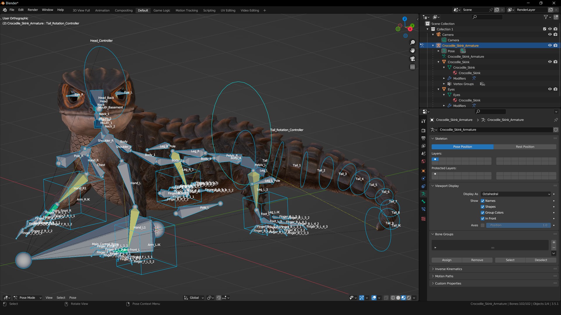 Crocodile Skink Lizard Rigged PBR Model - TurboSquid 2070041