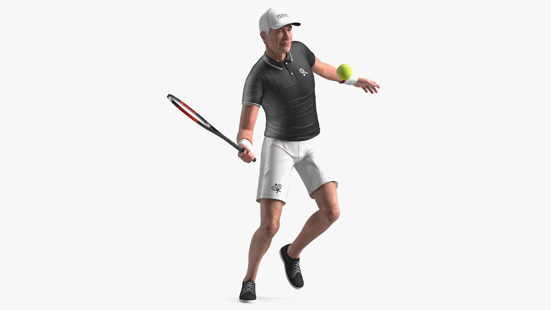 Elderly Man Sport Wear Playing Pose 3D model preview