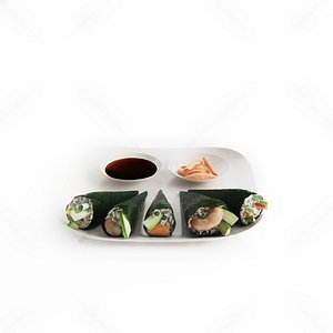 Sushi shrimp plate Sushi plate Japanese sushi Japanese ingredients Glutinous rice salmon sushi Sashi 3D model