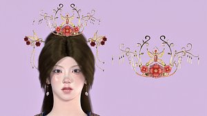 Hanfu crown hair ornament 3D model