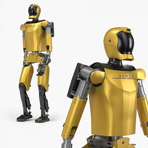 Humanoid Robot Kepler Walking Pose Yellow 3D model