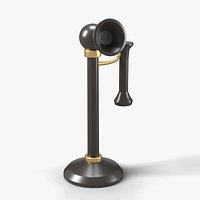 Vintage Candlestick Telephone in Black and Brass - 1920s Prop