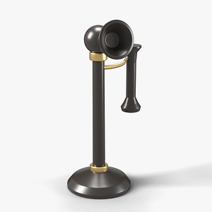 Vintage Candlestick Telephone in Black and Brass - 1920s Prop