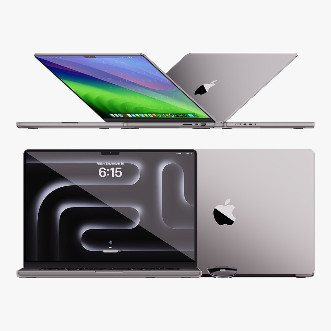 3D Apple MacBook Air M2 Silver 2022 With Magic Mouse Model