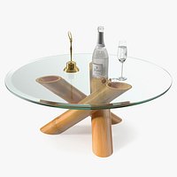 Clio Statuette and Champagne on Table