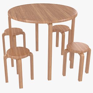 minimalist wooden artek alvar aalto 3D model