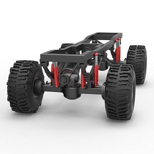 3D Diecast Chassis of Wheel Standing Mega Truck Scale 1 to 25