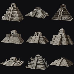 PYRAMID TEMPLE AZTEC MAYAN INCA PLATFORM STAIRS COLLECTION