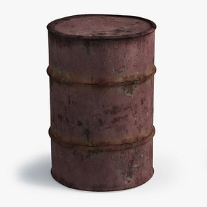 3D old oil barrel red