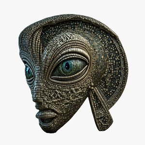 3D alien sea space god mosaic with materials and textures