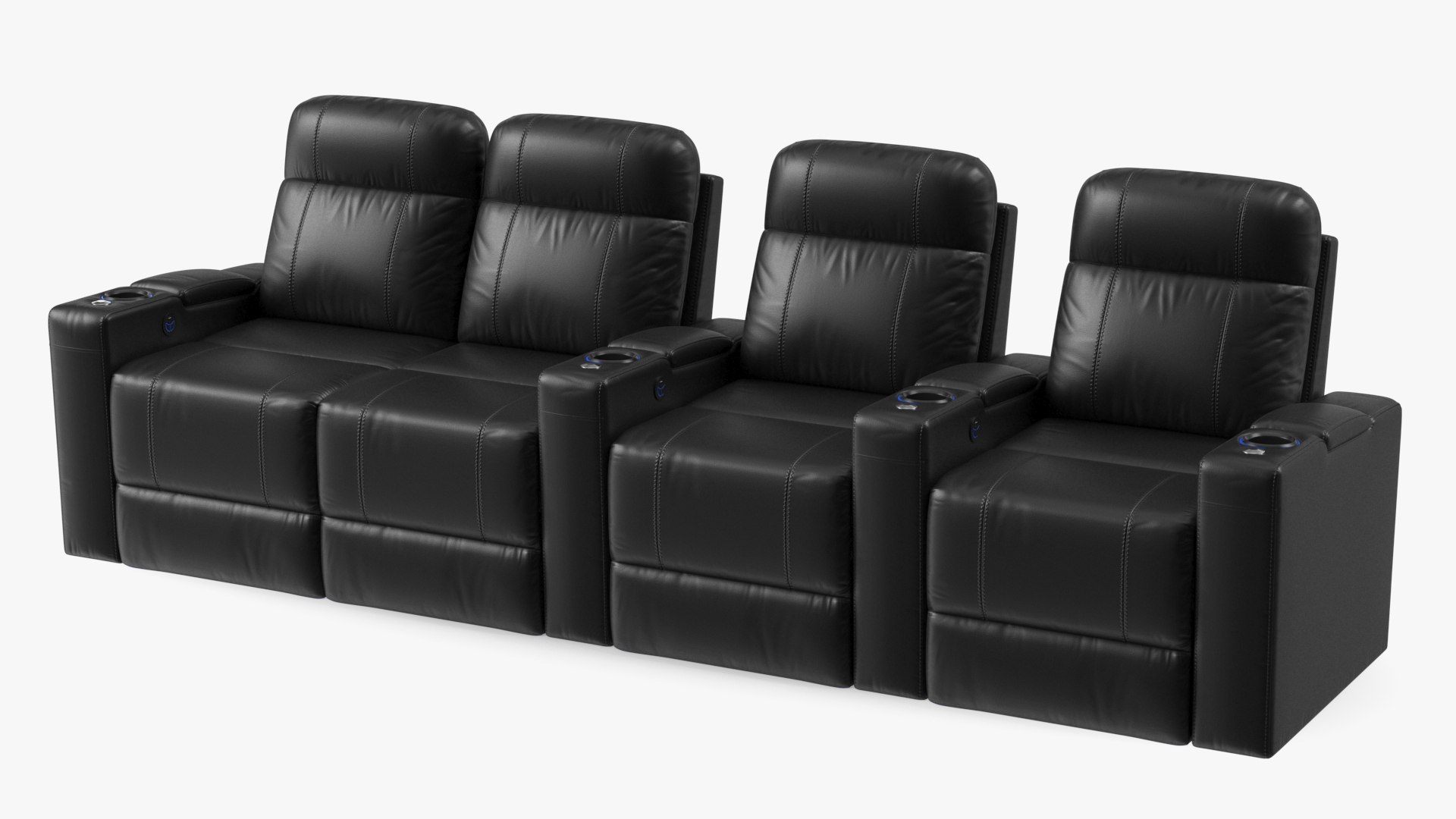 Valencia Home Theater Seating Row of 4 Loveseat Black 3D model preview