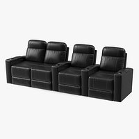 Valencia Home Theater Seating Row of 4 Loveseat Black