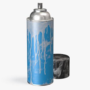 Used Cans of Spray Paint Blue 3D