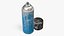 Latas de pintura en aerosol azul usadas