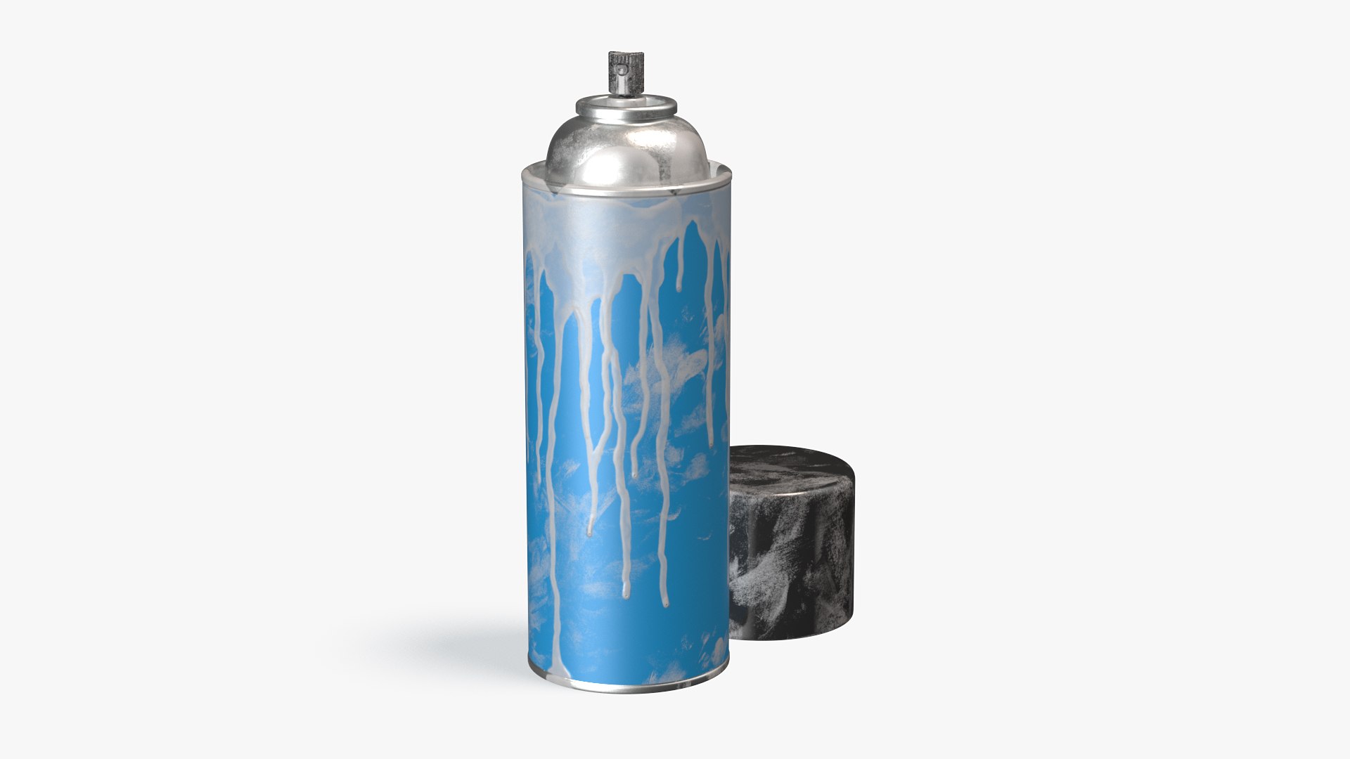 Used Cans of Spray Paint Blue 3D model preview