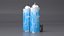 Latas de pintura en aerosol azul usadas