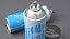 Latas de pintura en aerosol azul usadas