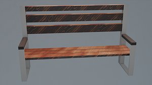 Realistic Street Bench  PBR Textured Outdoor Urban Furniture 3D Model