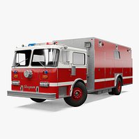 1980s Seagrave Heavy Rescue Fire Truck Low Poly