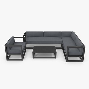 3D Set of Outdoor Sofas and Table
