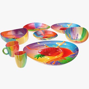 Colorful tableware 02 3D model