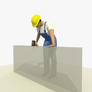 ANIMATED CONSTRUCTION WORKER USING HAMMER STANDING 2