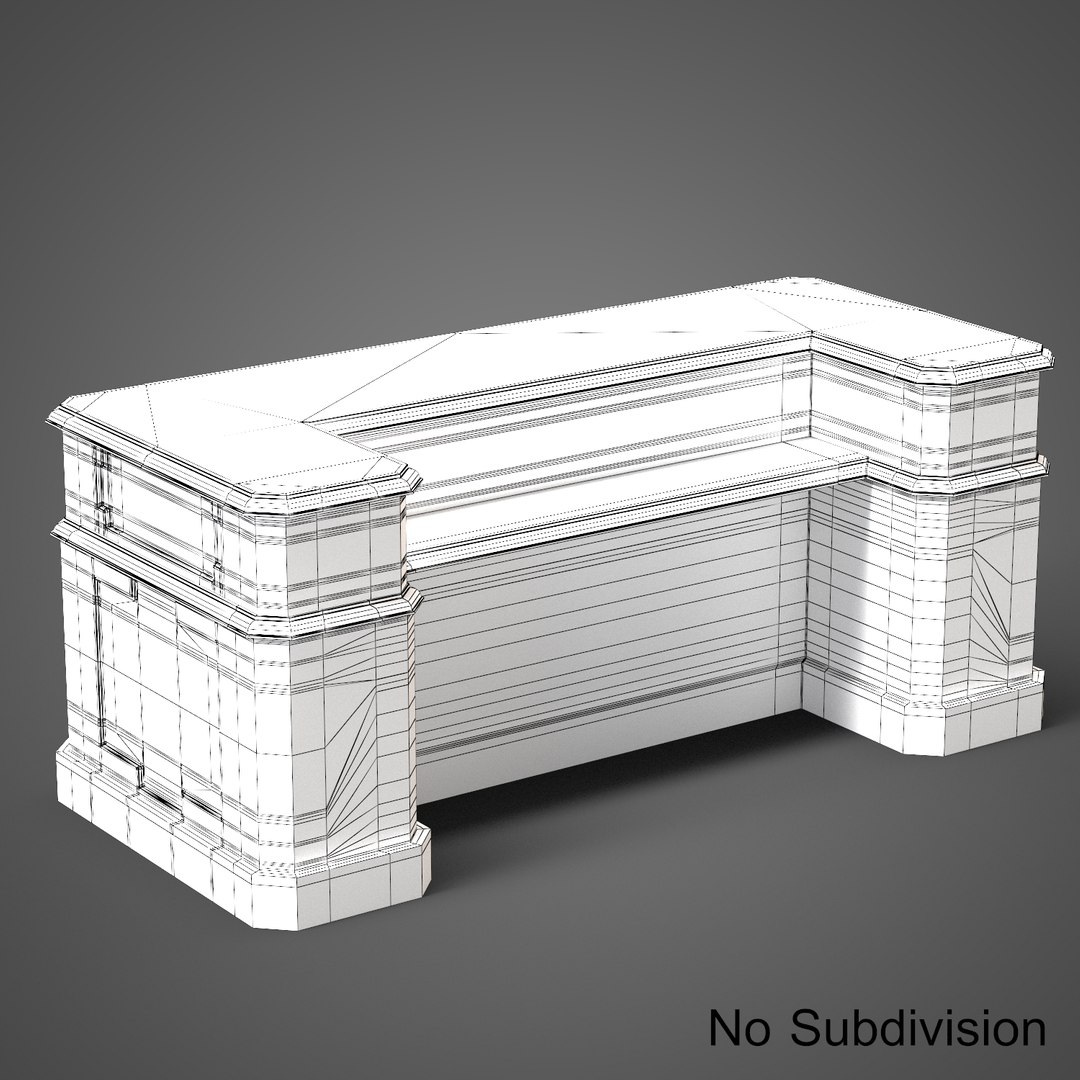 3d vintage wooden desk model
