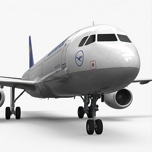 Lufthansa Airbus A321 with Interior and Doors Rigged for Maya